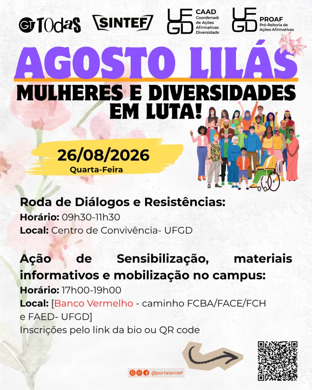 Card Agosto Lilás _evento dia 26 de agosto de 2026 Às 09h30 na UFGD.